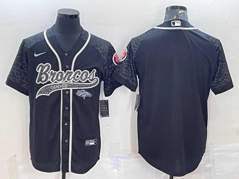 Men's Denver Broncos Blank Black Reflective With Patch Cool Base Stitched Baseball Jersey Men's Denver Broncos Blank Black Reflective With Patch Cool Base Stitched Baseball Jersey